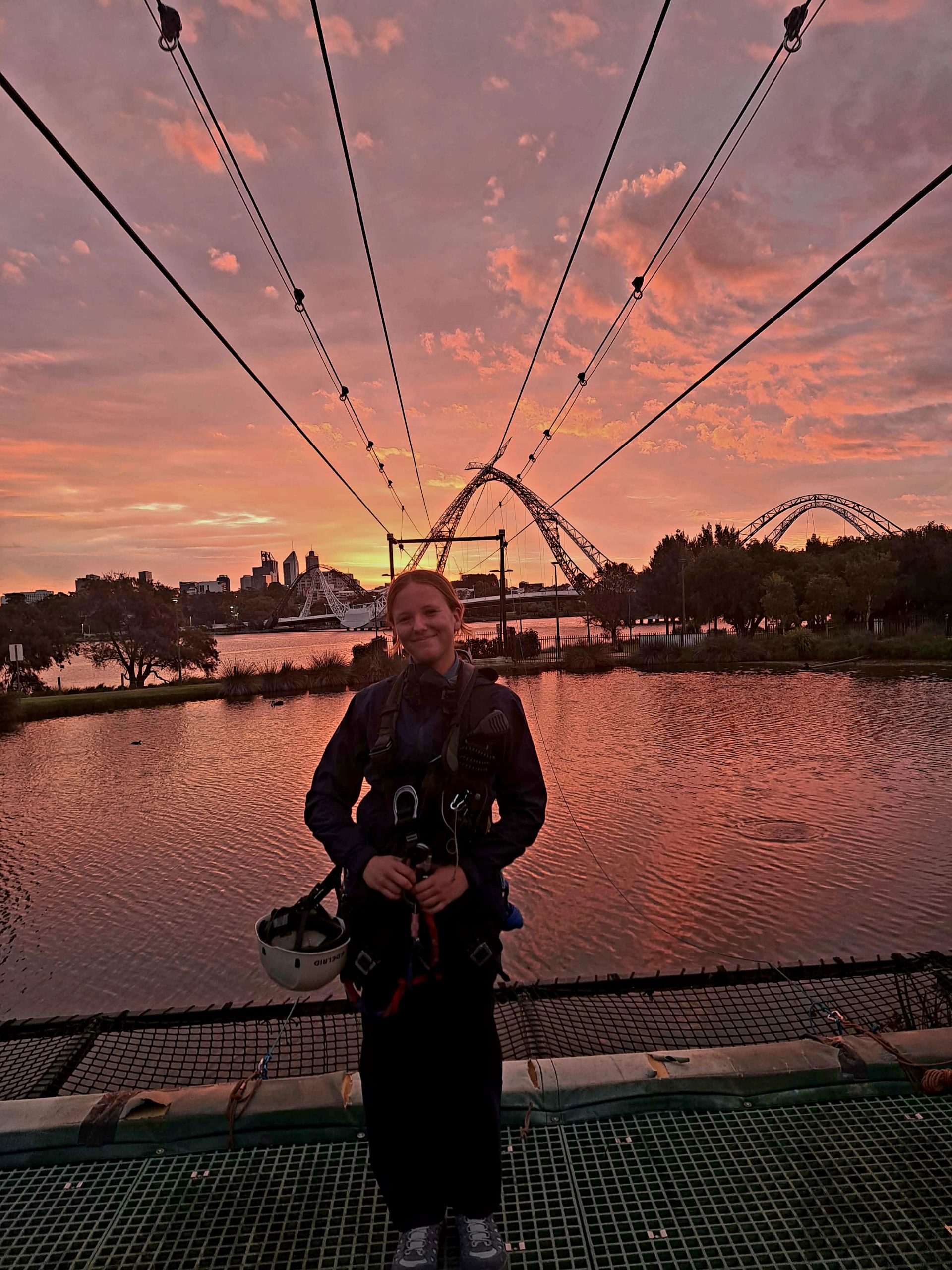 Zip+Climb team member at Perth’s number one tourism attraction, Matagarup Bridge zipline and climb experience