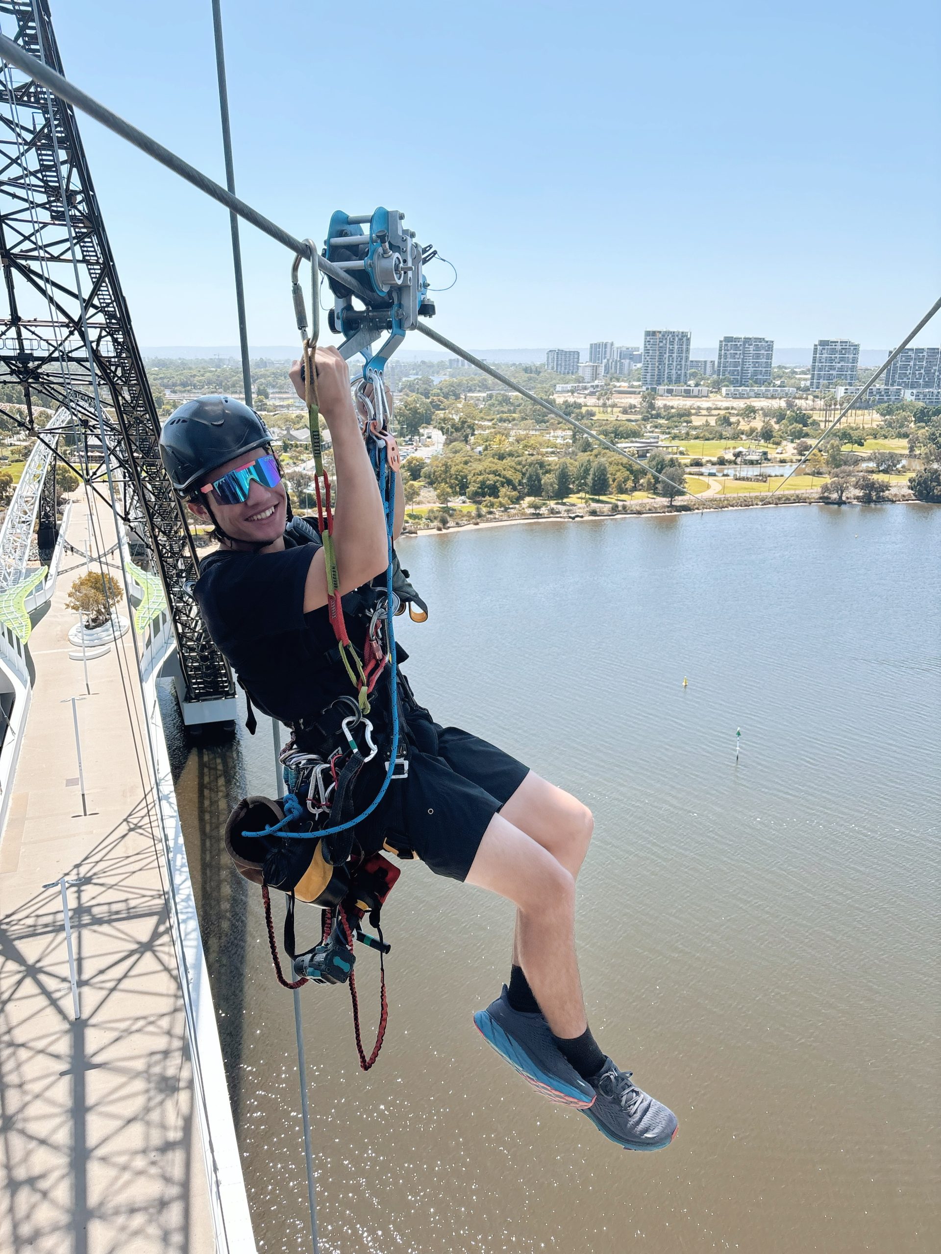 Friendly adventure guide at Matagarup Zip+Climb, Perth’s top-rated bridge climb and zipline experience