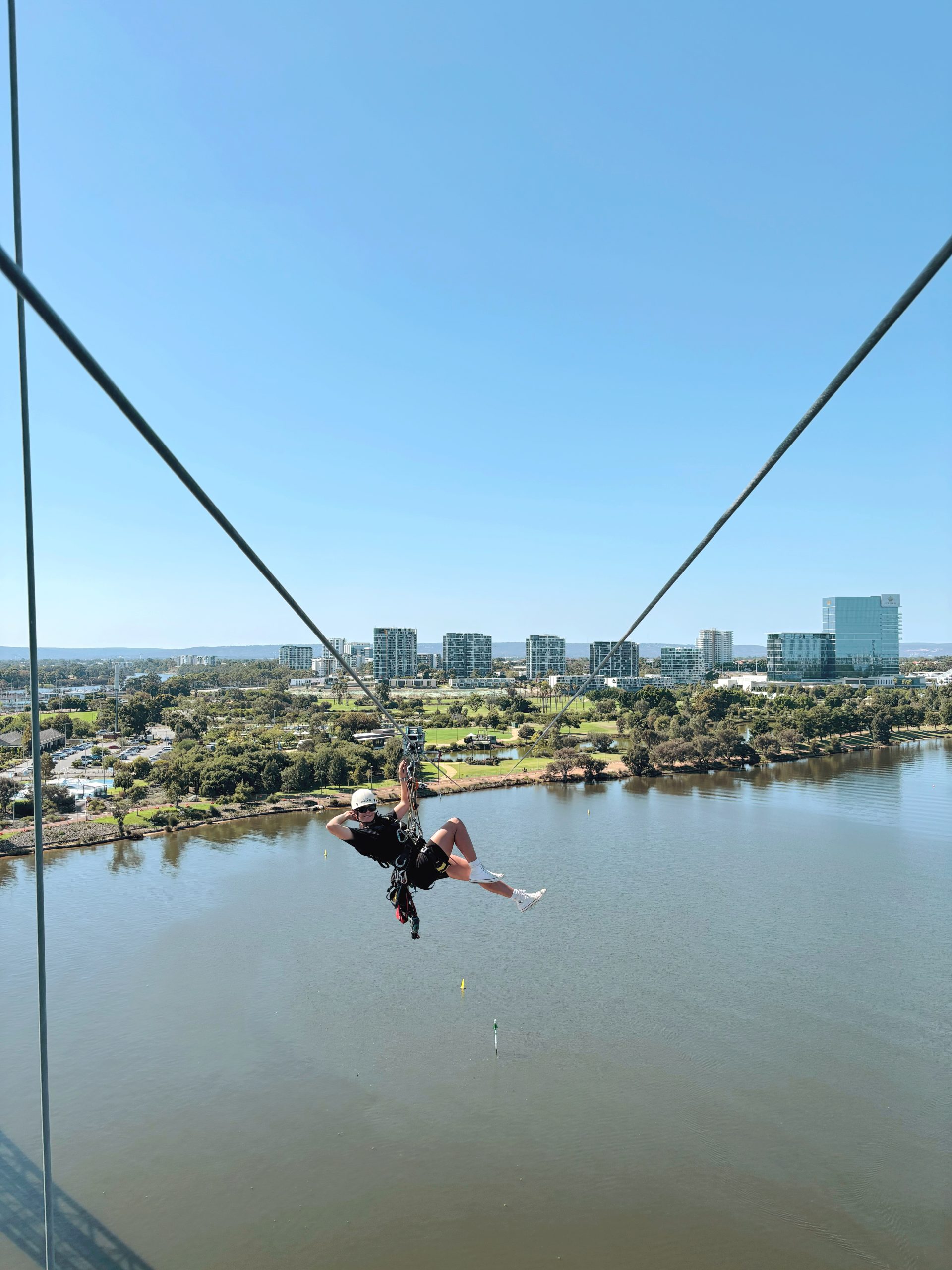 Professional staff member at Matagarup Zip+Climb, a leading Perth tourist attraction on Matagarup Bridge